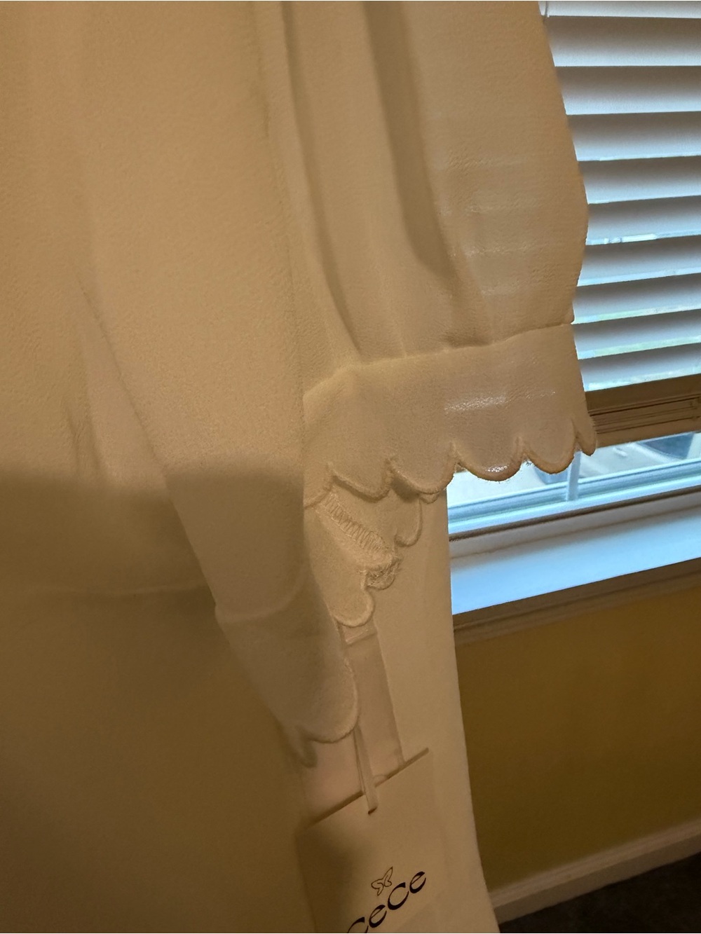 CeCe White Scallop-Trim Short Sleeve Blouse - Picture 6 of 7